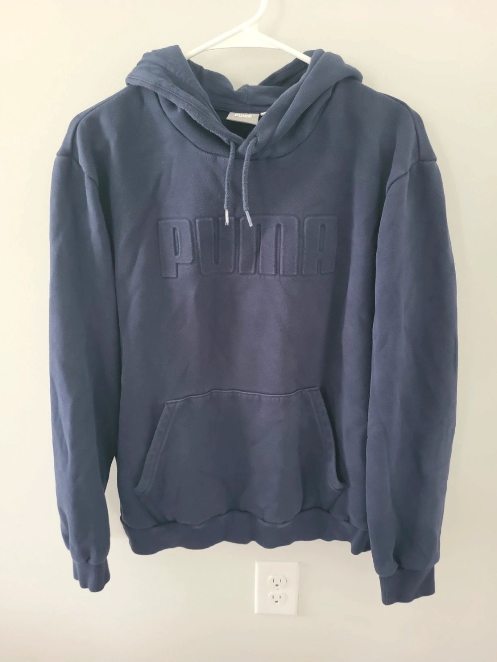 Puma Men's Pullover Hoodie in Navy with Embossed Logo